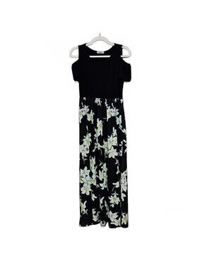 Styleword Black Floral Cold Shoulder Maxi Dress Size M